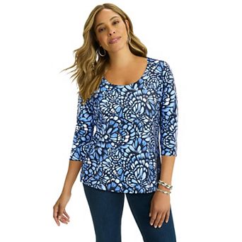 Jessica London Women's Plus Size Stretch Cotton Scoop Neck Tee