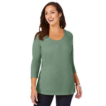 Jessica London Women's Plus Size Stretch Cotton Scoop Neck Tee