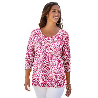 Jessica London Women's Plus Size Stretch Cotton Scoop Neck Tee