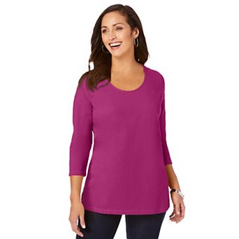 Jessica London Women's Plus Size Stretch Cotton Scoop Neck Tee