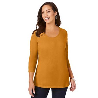 Jessica London Women's Plus Size Stretch Cotton Scoop Neck Tee