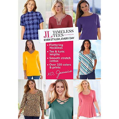 Jessica London Women's Plus Size Stretch Cotton Peplum Tunic