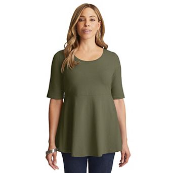 Jessica London Women's Plus Size Stretch Cotton Peplum Tunic