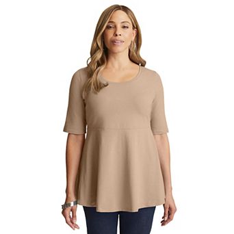 Jessica London Women's Plus Size Stretch Cotton Peplum Tunic