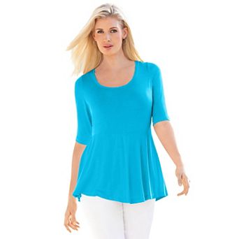 Jessica London Women's Plus Size Stretch Cotton Peplum Tunic