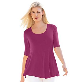 Jessica London Women's Plus Size Stretch Cotton Peplum Tunic