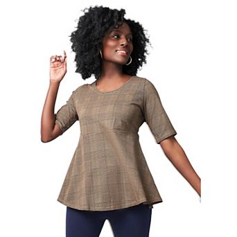 Jessica London Women's Plus Size Stretch Cotton Peplum Tunic