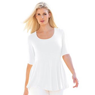 Jessica London Women's Plus Size Stretch Cotton Peplum Tunic