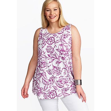 Jessica London Women's Plus Size Stretch Knit Sleeveless Swing Tunic