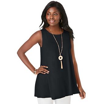 Jessica London Women's Plus Size Stretch Knit Sleeveless Swing Tunic