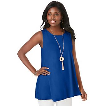 Jessica London Women's Plus Size Stretch Knit Sleeveless Swing Tunic