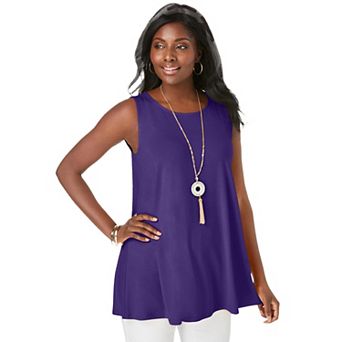 Jessica London Women's Plus Size Stretch Knit Sleeveless Swing Tunic