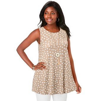 Jessica London Women's Plus Size Stretch Knit Sleeveless Swing Tunic