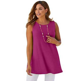 Jessica London Women's Plus Size Stretch Knit Sleeveless Swing Tunic