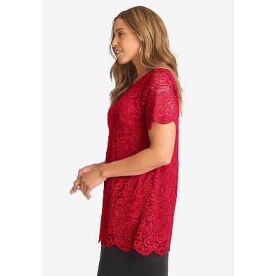 Jessica London Women's Plus Size Stretch Lace Tunic