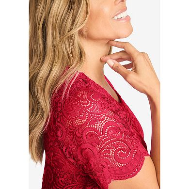 Jessica London Women's Plus Size Stretch Lace Tunic