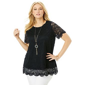 Jessica London Women's Plus Size Stretch Lace Tunic