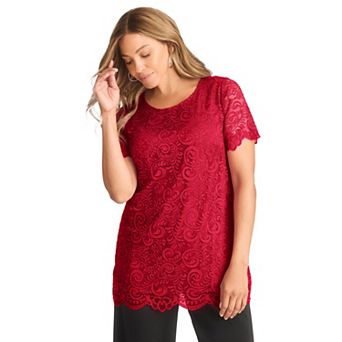 Jessica London Women's Plus Size Stretch Lace Tunic