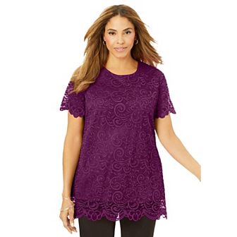 Jessica London Women's Plus Size Stretch Lace Tunic