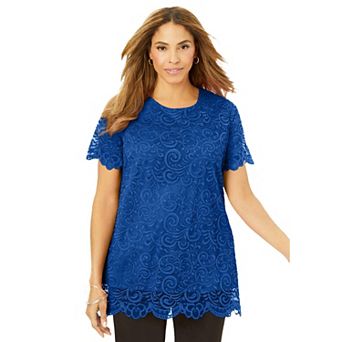Jessica London Women's Plus Size Stretch Lace Tunic