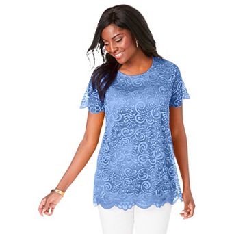 Jessica London Women's Plus Size Stretch Lace Tunic