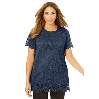 Jessica London Women's Plus Size Stretch Lace Tunic