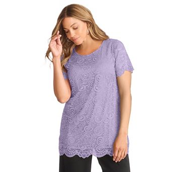 Jessica London Women's Plus Size Stretch Lace Tunic