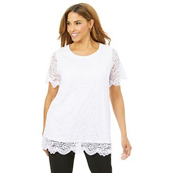 Jessica London Women's Plus Size Stretch Lace Tunic