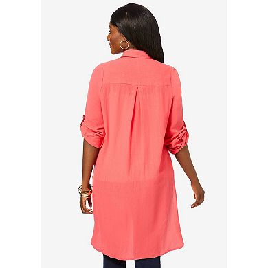 Jessica London Women's Plus Size Gauze Mega Tunic