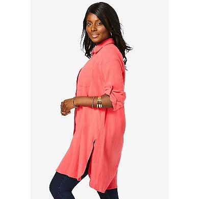 Jessica London Women's Plus Size Gauze Mega Tunic