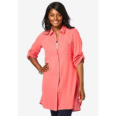 Jessica London Women's Plus Size Gauze Mega Tunic