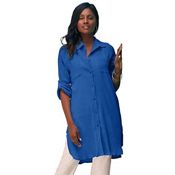 Jessica London Women's Plus Size Gauze Mega Tunic