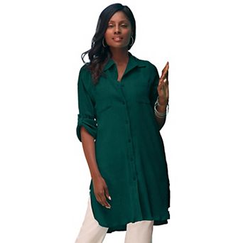 Jessica London Women's Plus Size Gauze Mega Tunic