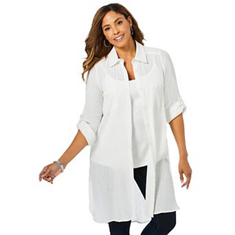 Jessica London Women's Plus Size Gauze Mega Tunic
