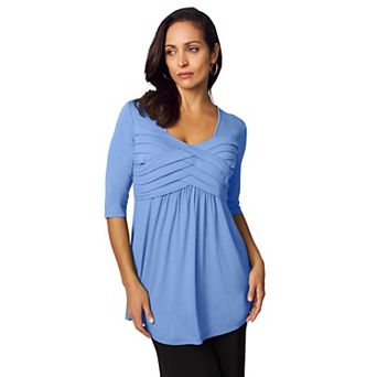 Jessica London Women's Plus Size Stretch Knit Pleated Tunic