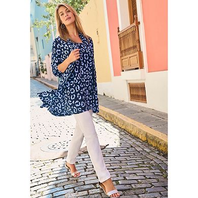 Jessica London Women's Plus Size Georgette Button Front Tunic