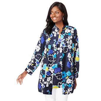 Jessica London Women's Plus Size Georgette Button Front Tunic