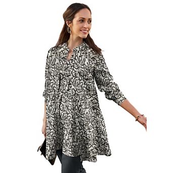 Jessica London Women's Plus Size Georgette Button Front Tunic