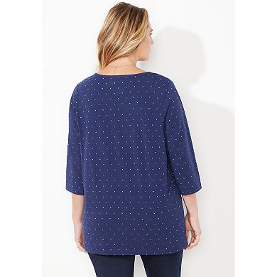 Catherines Women's Plus Size Suprema Snap-placket Tee