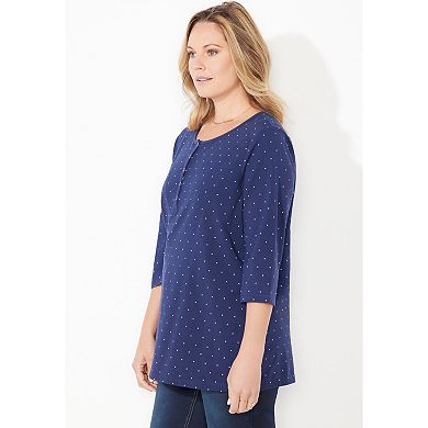 Catherines Women's Plus Size Suprema Snap-placket Tee