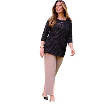 Catherines Women's Plus Size Suprema Snap-Placket Tee