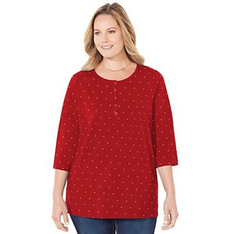 Catherines Women's Plus Size Suprema Snap-Placket Tee