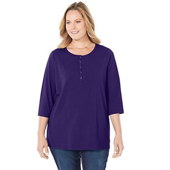 Catherines Women's Plus Size Suprema Snap-Placket Tee