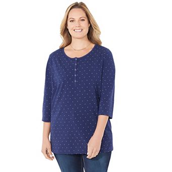 Catherines Women's Plus Size Suprema Snap-Placket Tee
