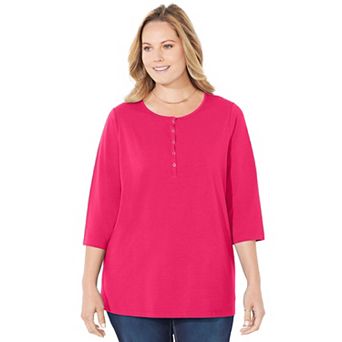 Catherines Women's Plus Size Suprema Snap-Placket Tee