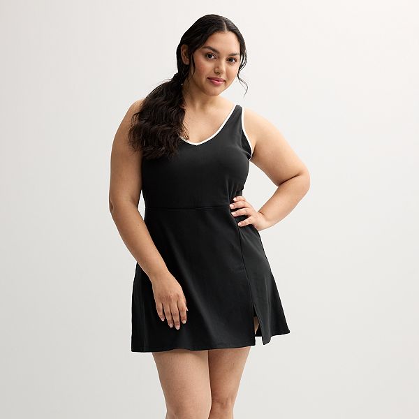 plus size athletic dress Plus Size Open Back Tennis Dress with Shorts Lining