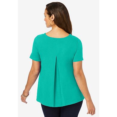 Jessica London Women's Plus Size Stretch Cotton Trapeze Tee