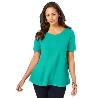Jessica London Women's Plus Size Stretch Cotton Trapeze Tee
