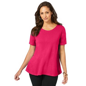 Jessica London Women's Plus Size Stretch Cotton Trapeze Tee