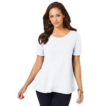Jessica London Women's Plus Size Stretch Cotton Trapeze Tee